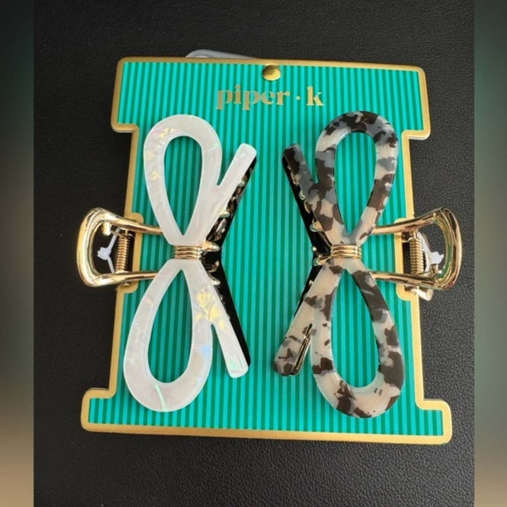 Piper-K Hair Clip Set - White and Brown